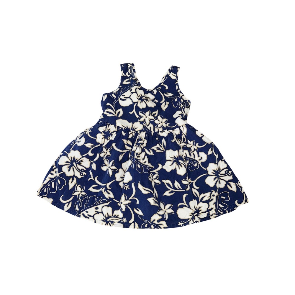 Hilo Hattie Toddler Girls Navy Blue Floral Hawaiian Hibiscus Dress Size 3